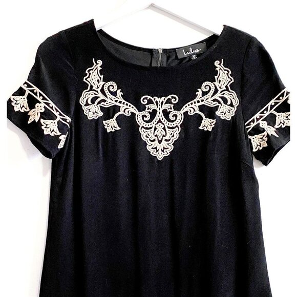 Lulus Tale to Tell Black Embroidered Shift Dress, size XS - Picture 4 of 8